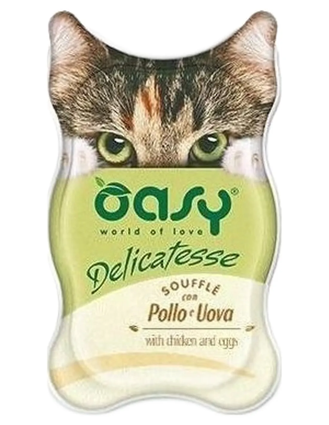 Oasy gatto delicatesse souffle con pollo e uova vaschetta 85 gr  