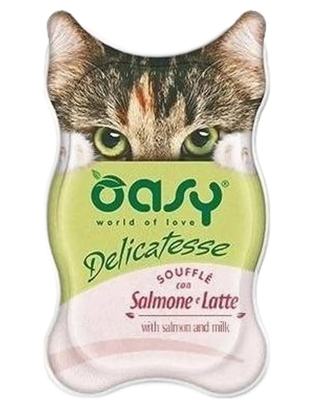 Oasy gatto delicatesse souffle con salmone e latte vaschetta 85 gr  