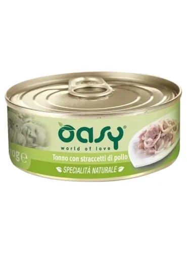 Oasy gatto tonno con straccetti di pollo umido 70 gr  