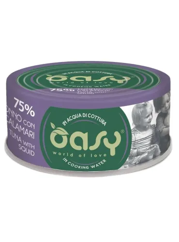 Oasy gatto more love 75% tonno con calamari 70 gr  
