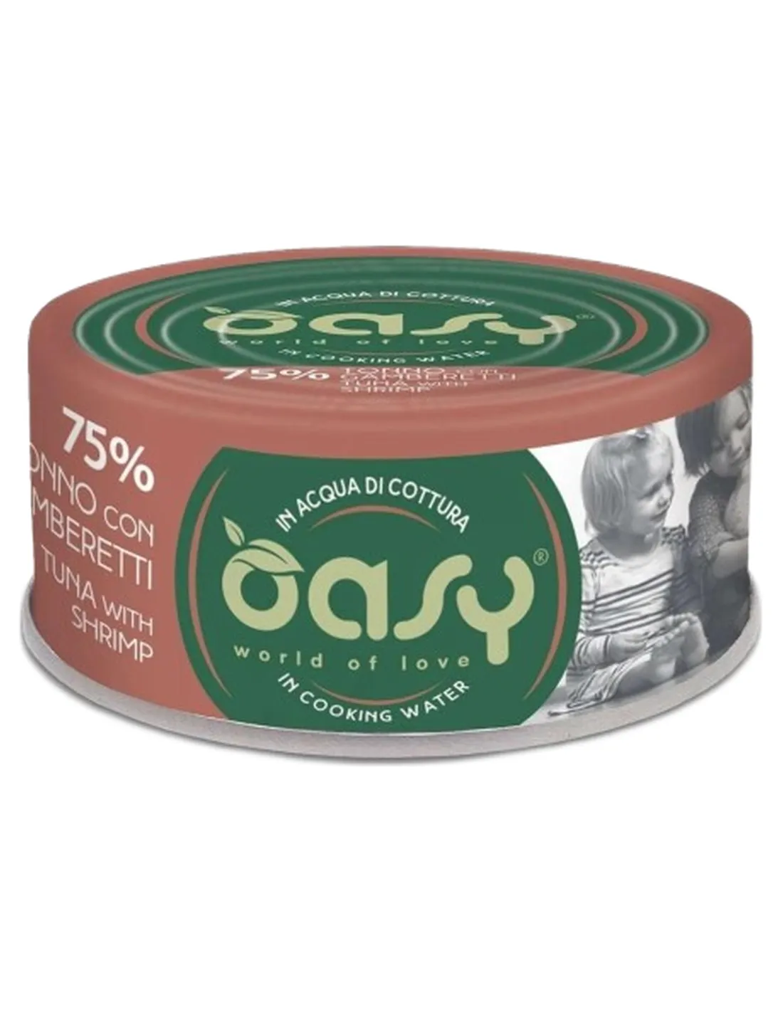 Oasy gatto more love 75% tonno con gamberetti 70 gr   Oasy gatto more love 75% tonno con gamberetti 70 gr