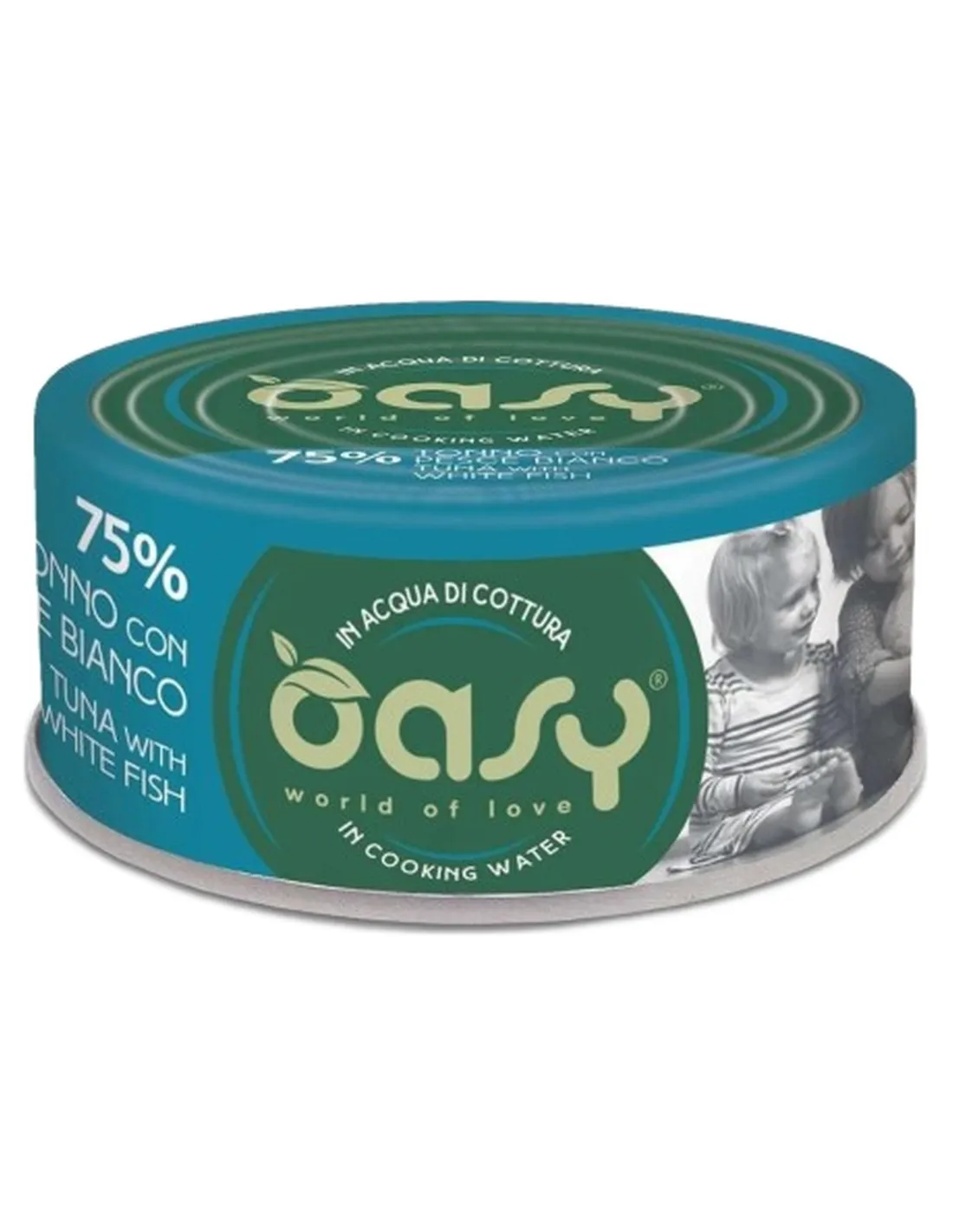 Oasy gatto more love 75% tonno con pesce bianco 70 gr  