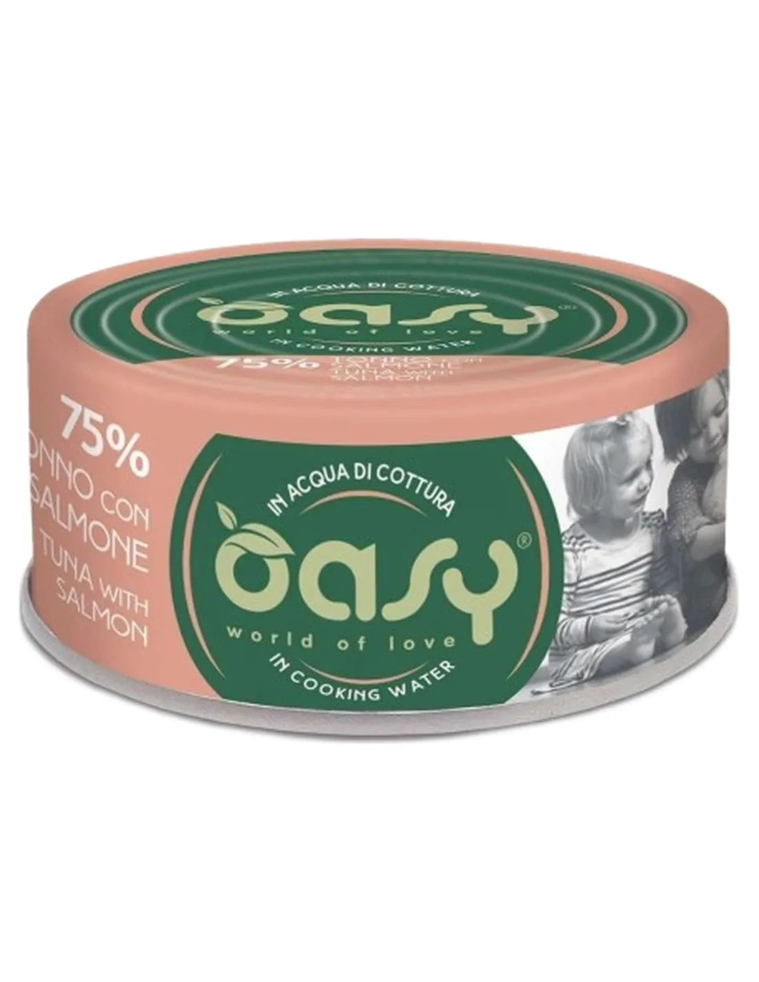 Oasy gatto more love 75% tonno con salmone 70 gr  