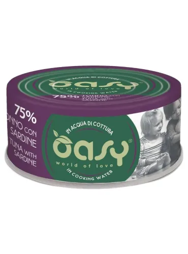 Oasy gatto more love 75% tonno con sardine 70 gr