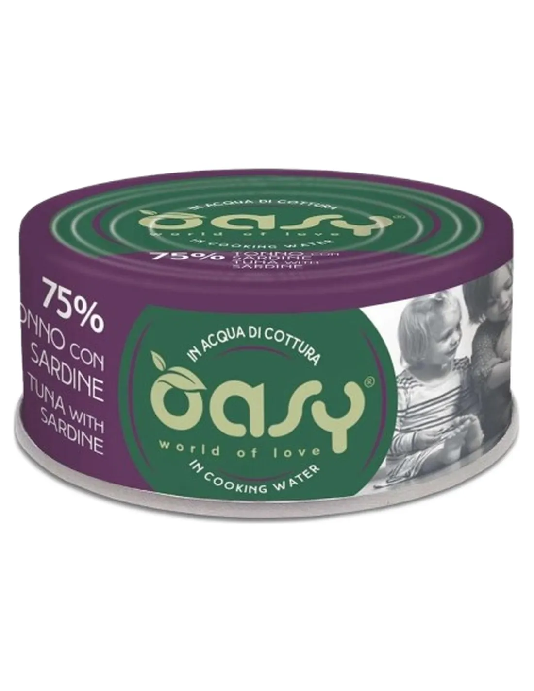 Oasy gatto more love 75% tonno con sardine 70 gr  