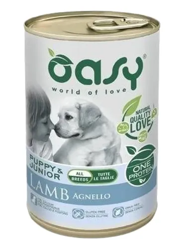 Oasy cane puppy e junior all breeds agnello umido 400 gr  