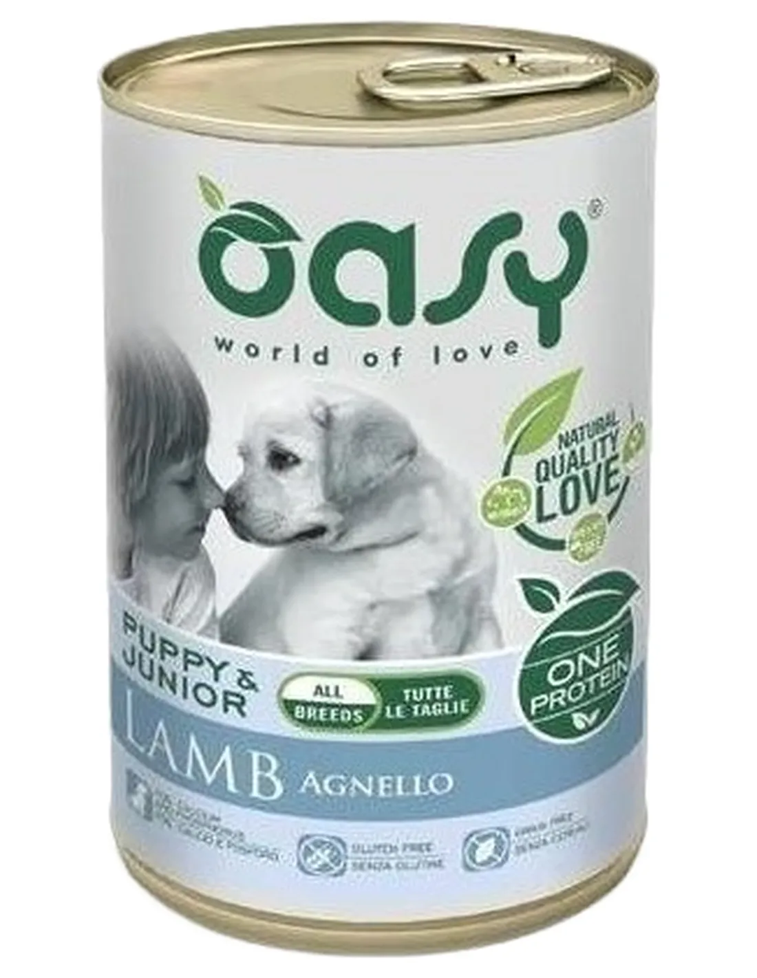Oasy cane puppy e junior all breeds agnello umido 400 gr  