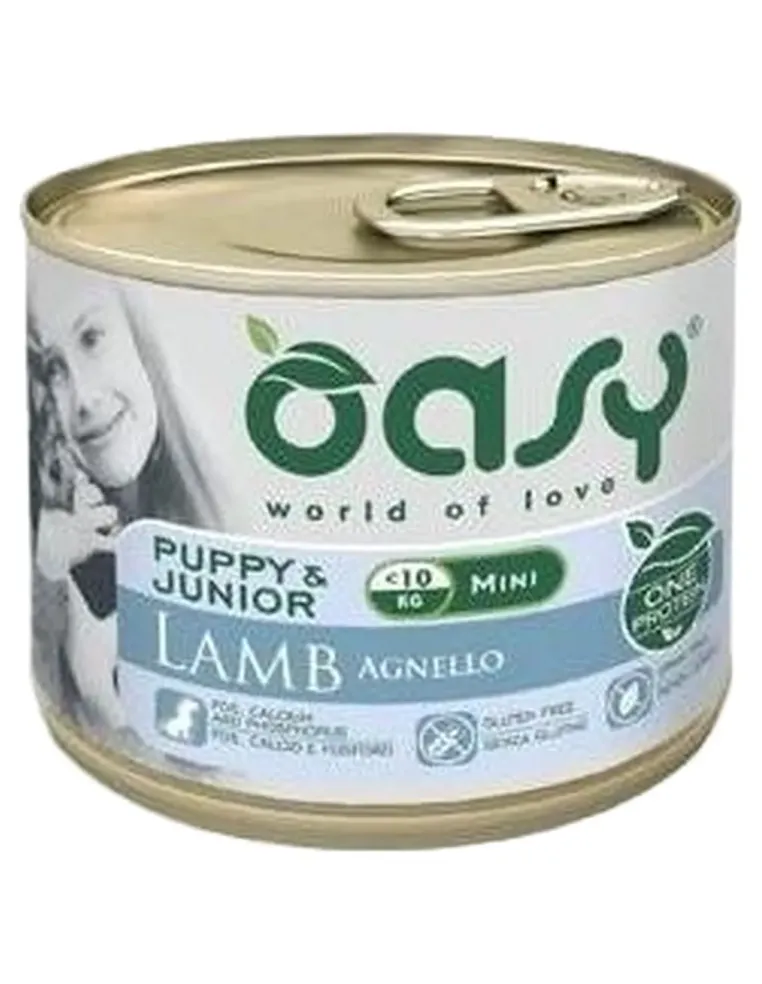 Oasy cane puppy e junior mini agnello umido 200 gr  
