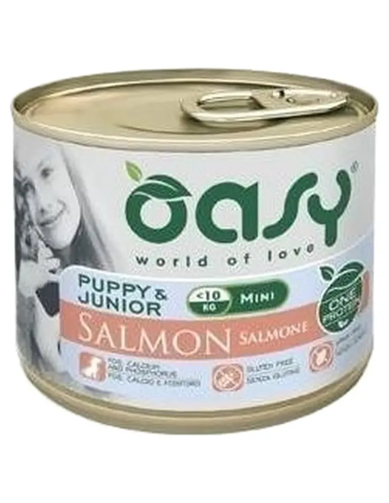 Oasy cane puppy e junior mini salmone umido 200 gr  