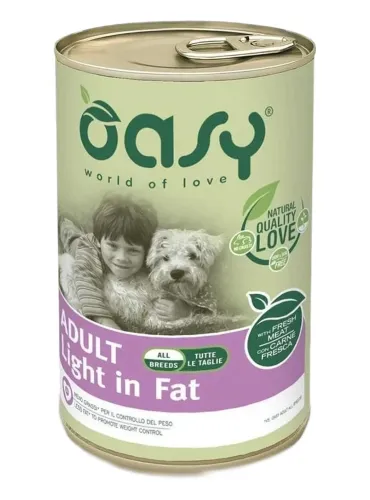 Oasy cane adult lifestage light in fat pate umido 400 gr