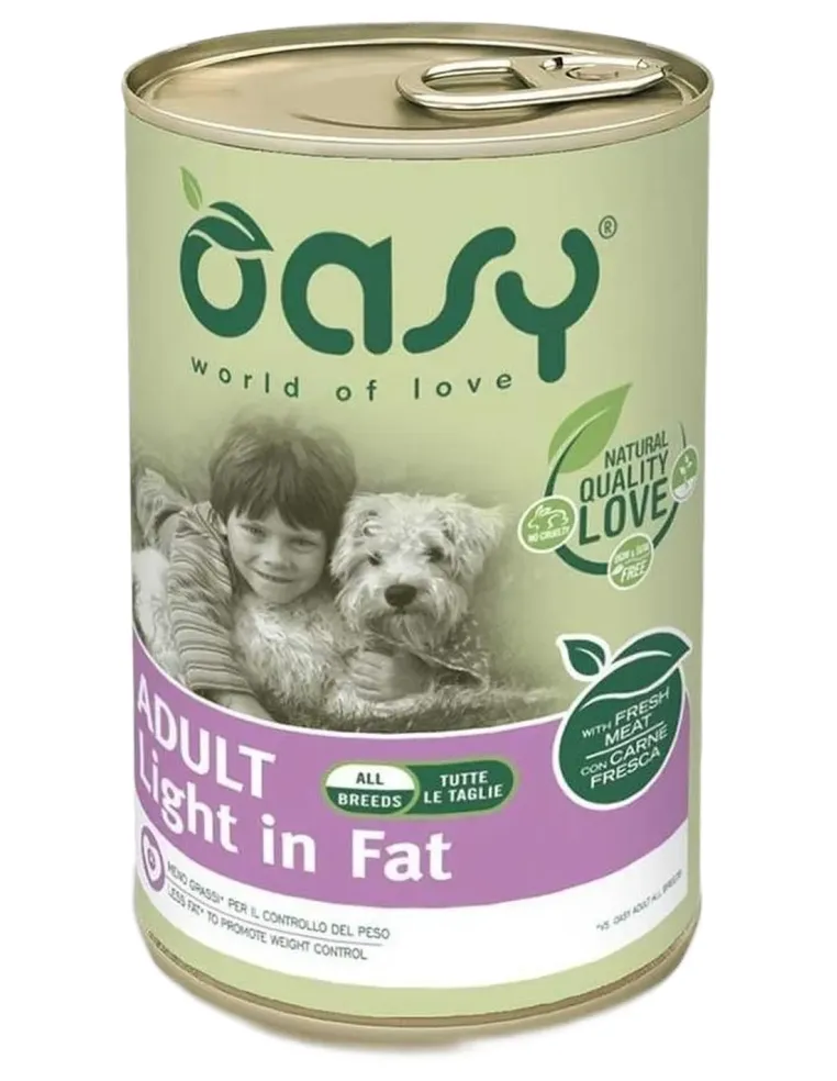 Oasy cane adult lifestage light in fat pate umido 400 gr  