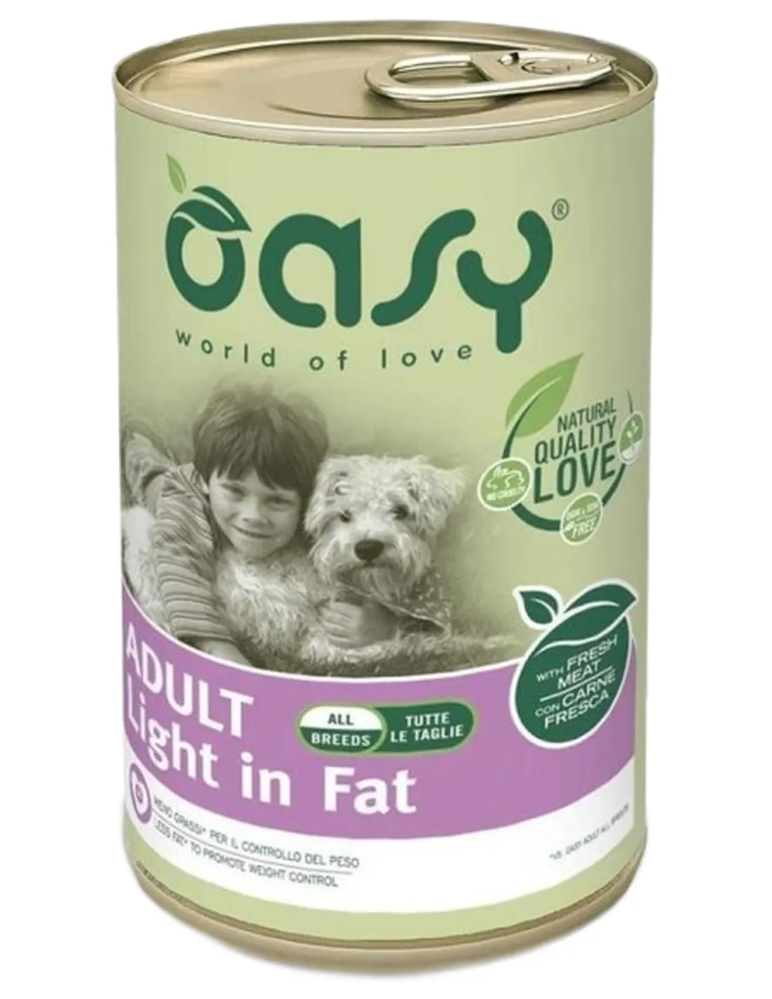 Oasy cane adult lifestage light in fat pate umido 400 gr  