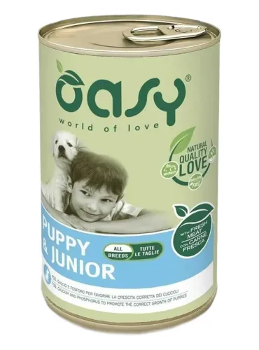 Oasy cane puppy e junior lifestage pate umido 400 gr  