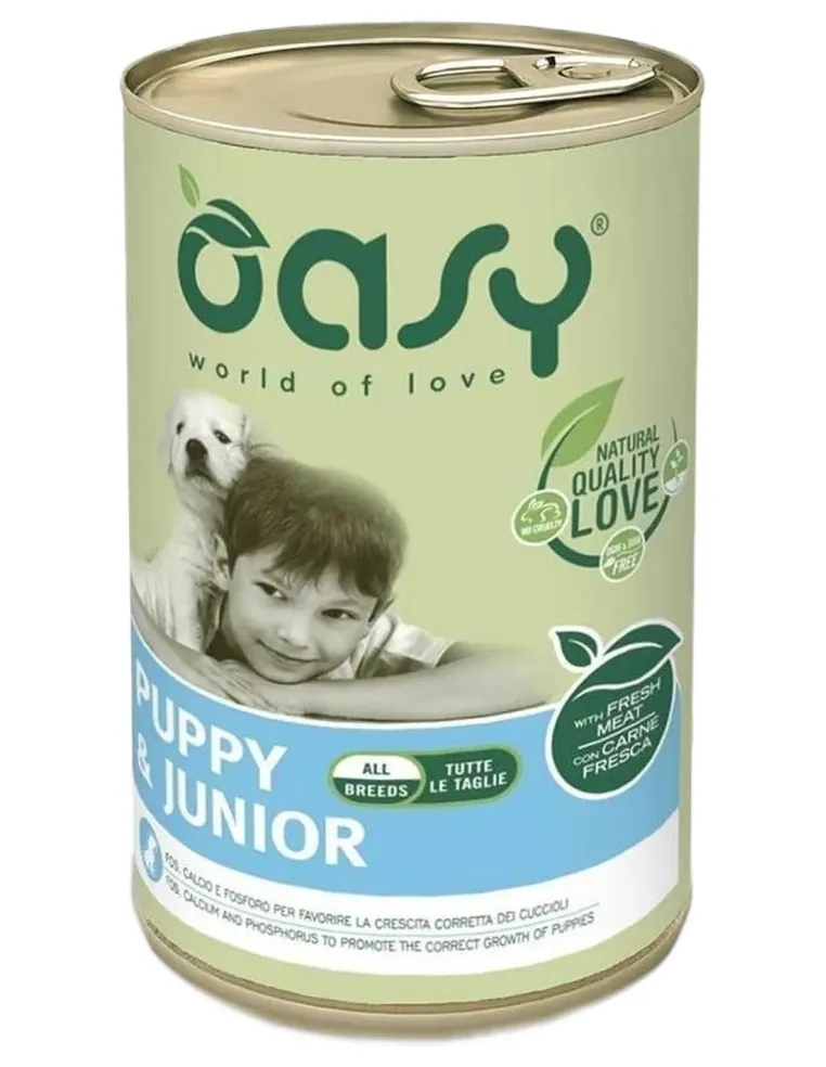 Oasy cane puppy e junior lifestage pate umido 400 gr  