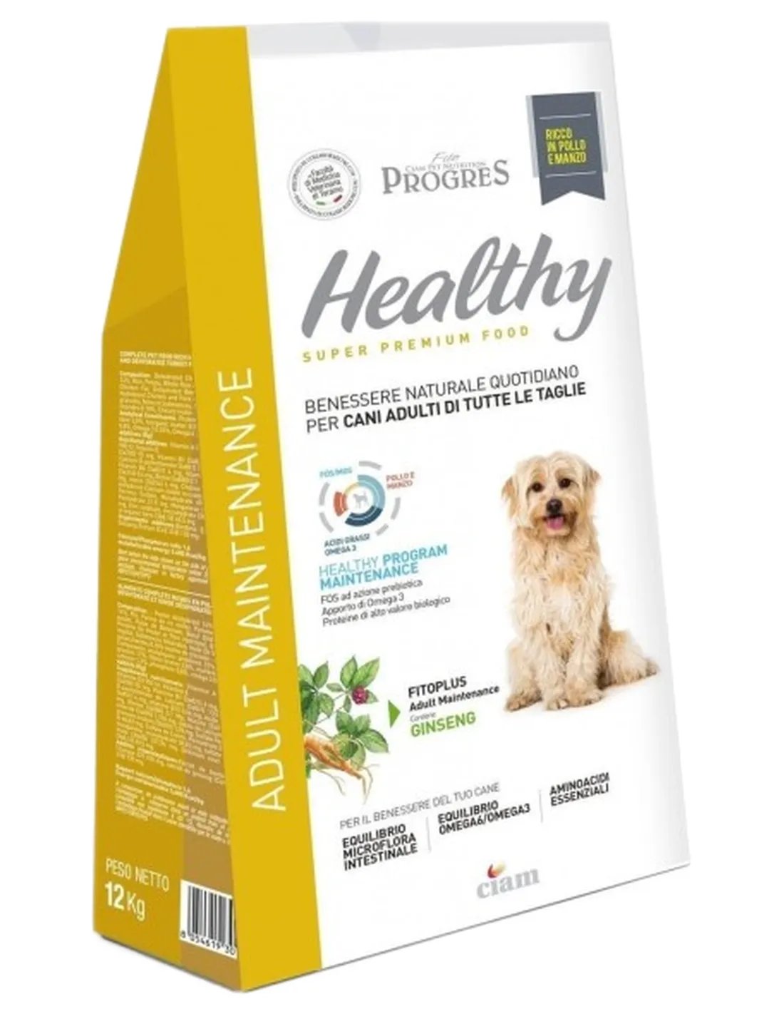 Fito progres cane healty adult mantenimento pollo e manzo 12 kg  
