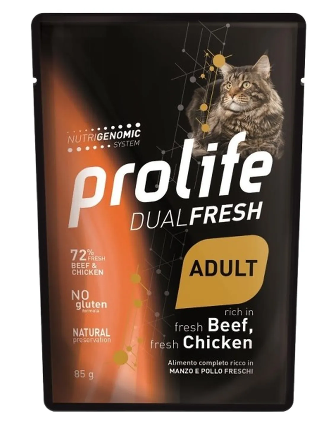 Prolife gatto dualfresh adult manzo e pollo bustina 85 gr   Prolife gatto dualfresh adult manzo e pollo bustina 85 gr
