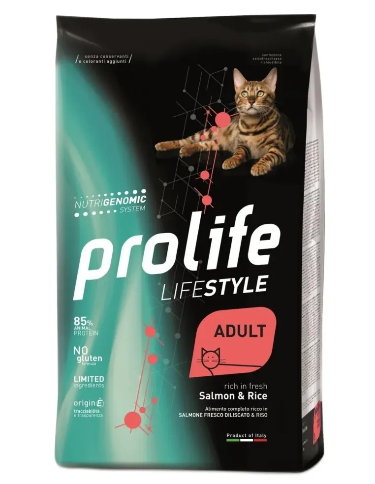 Prolife gatto lifestyle adult salmone e riso 1,5 kg  