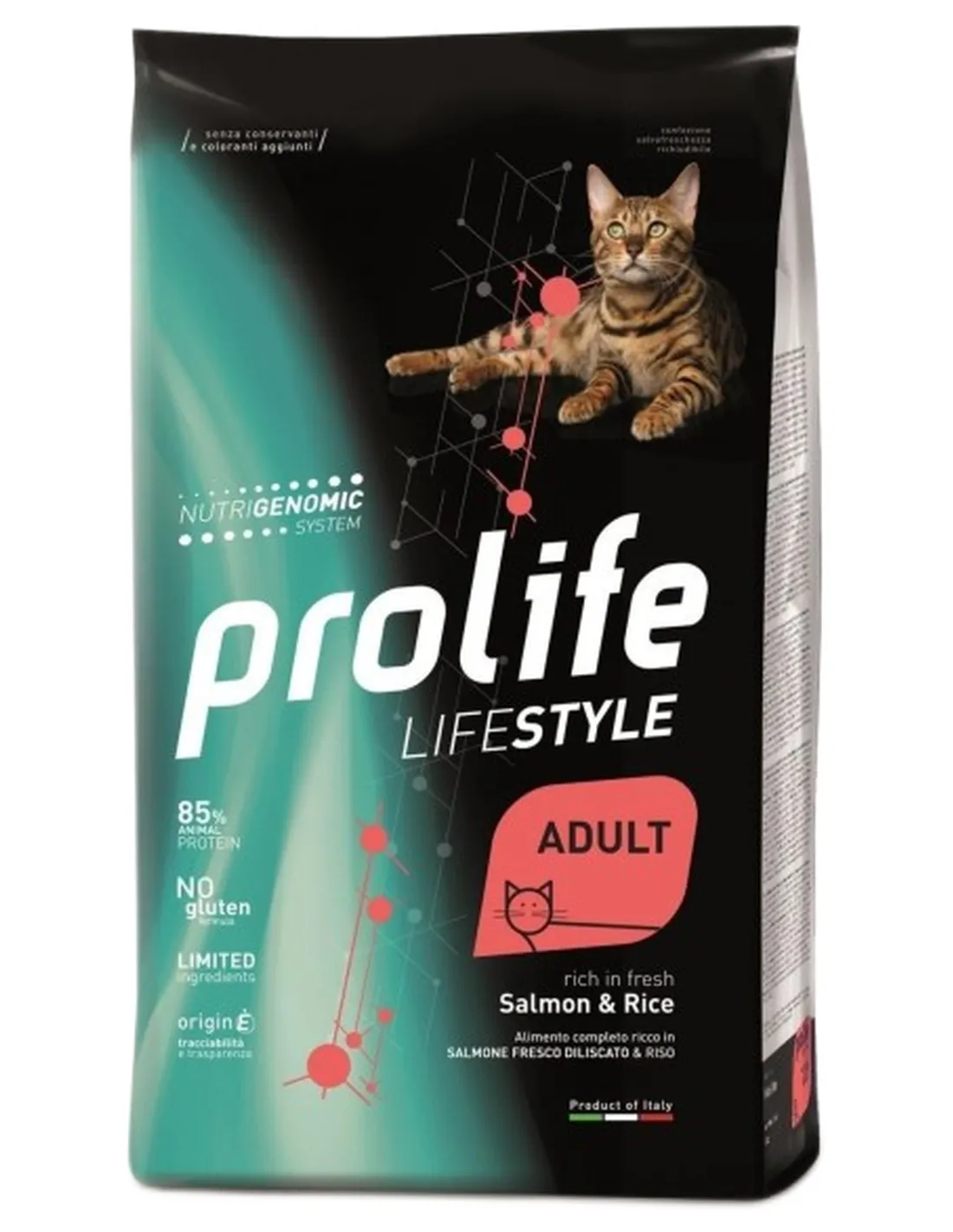 Prolife gatto lifestyle adult salmone e riso 1,5 kg  