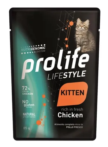 Prolife gatto lifestyle kitten pollo bustina 85 gr