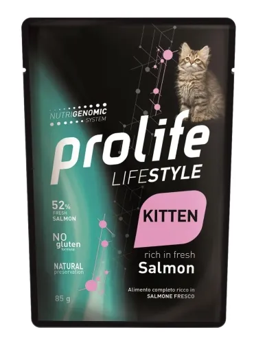 Prolife gatto lifestyle kitten salmone bustina 85 gr  