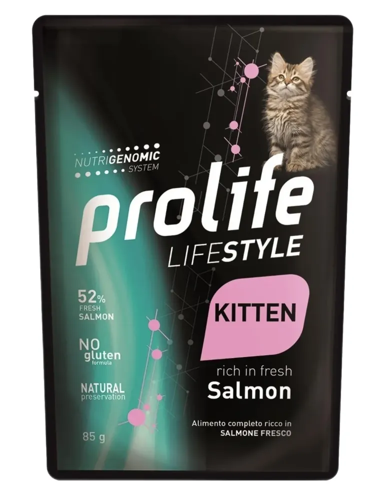 Prolife gatto lifestyle kitten salmone bustina 85 gr  