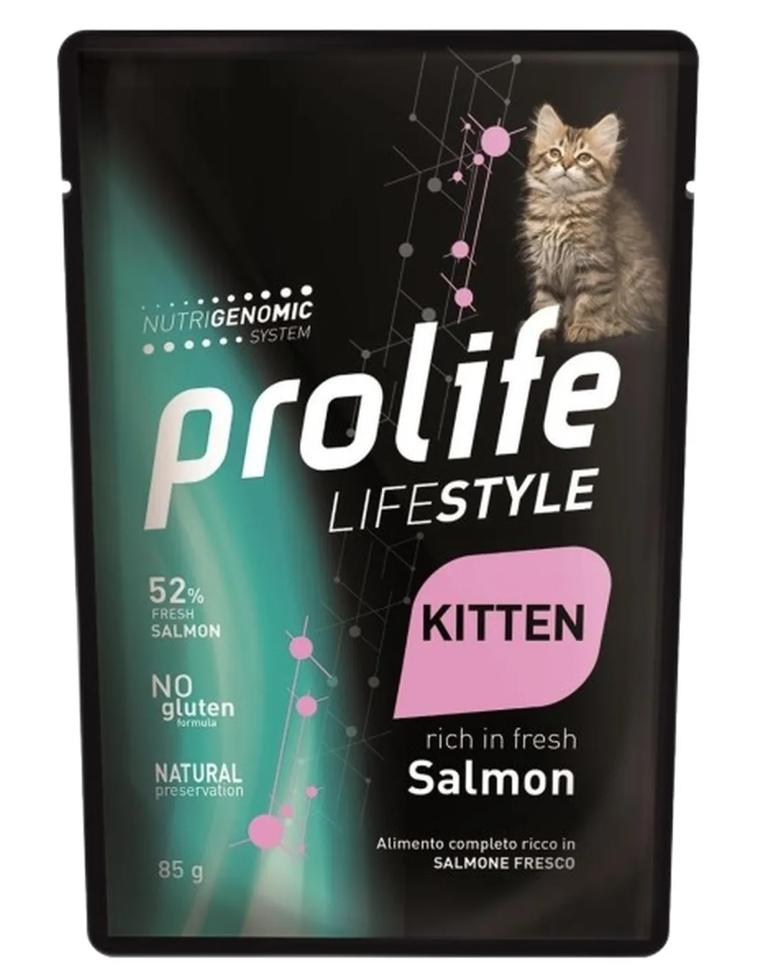 Prolife gatto lifestyle kitten salmone bustina 85 gr  