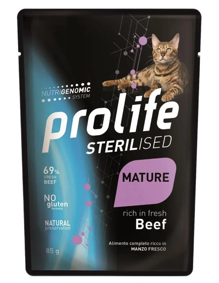 Prolife gatto sterilised mature grainfree sensitive manzo bustina 85 gr  