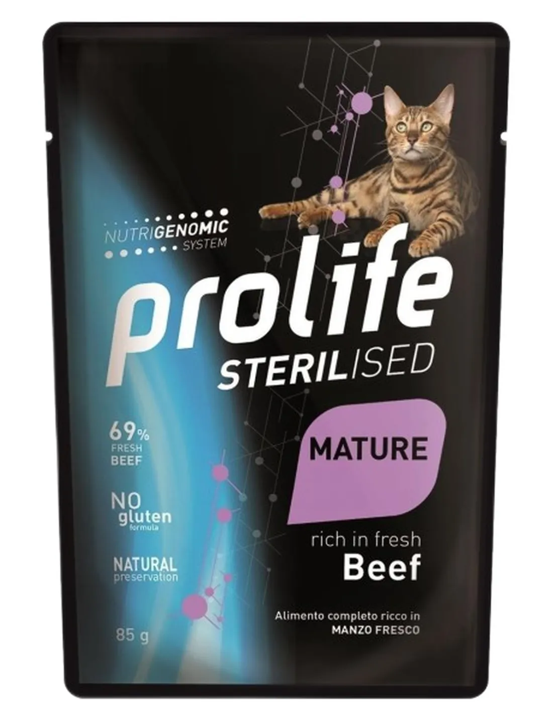 Prolife gatto sterilised mature grainfree sensitive manzo bustina 85 gr  