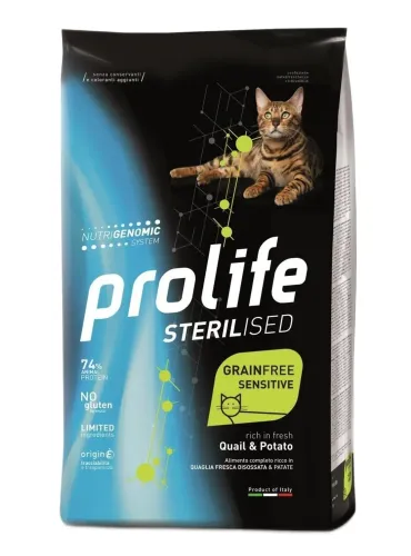 Prolife gatto sterilised grainfree sensitive adult quaglia e patate 1,5 kg