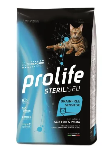 Prolife gatto sterilised grainfree sensitive adult sogliola e patate 1,5 kg  