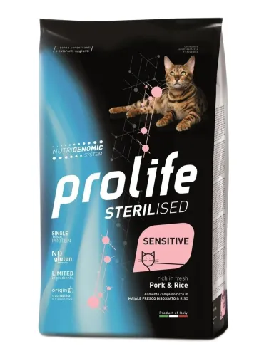 Prolife gatto sterilised sensitive adult maiale e riso 1,5 kg  