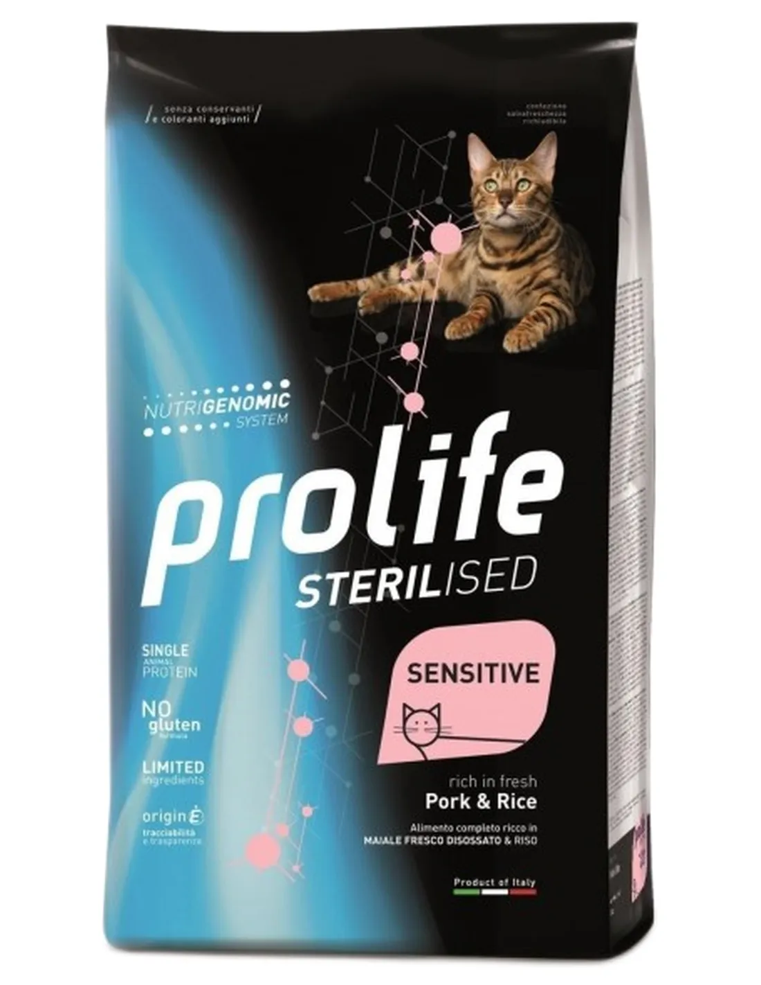 Prolife gatto sterilised sensitive adult maiale e riso 1,5 kg  