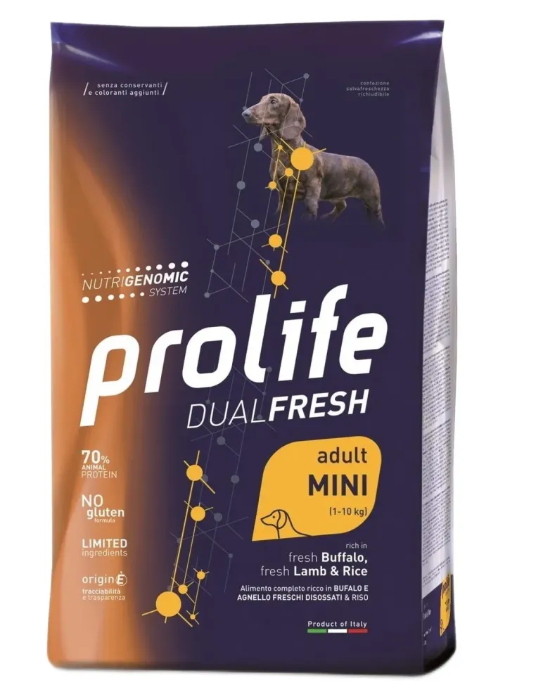 Prolife cane dualfresh adult bufalo agnello e riso mini 2 kg  