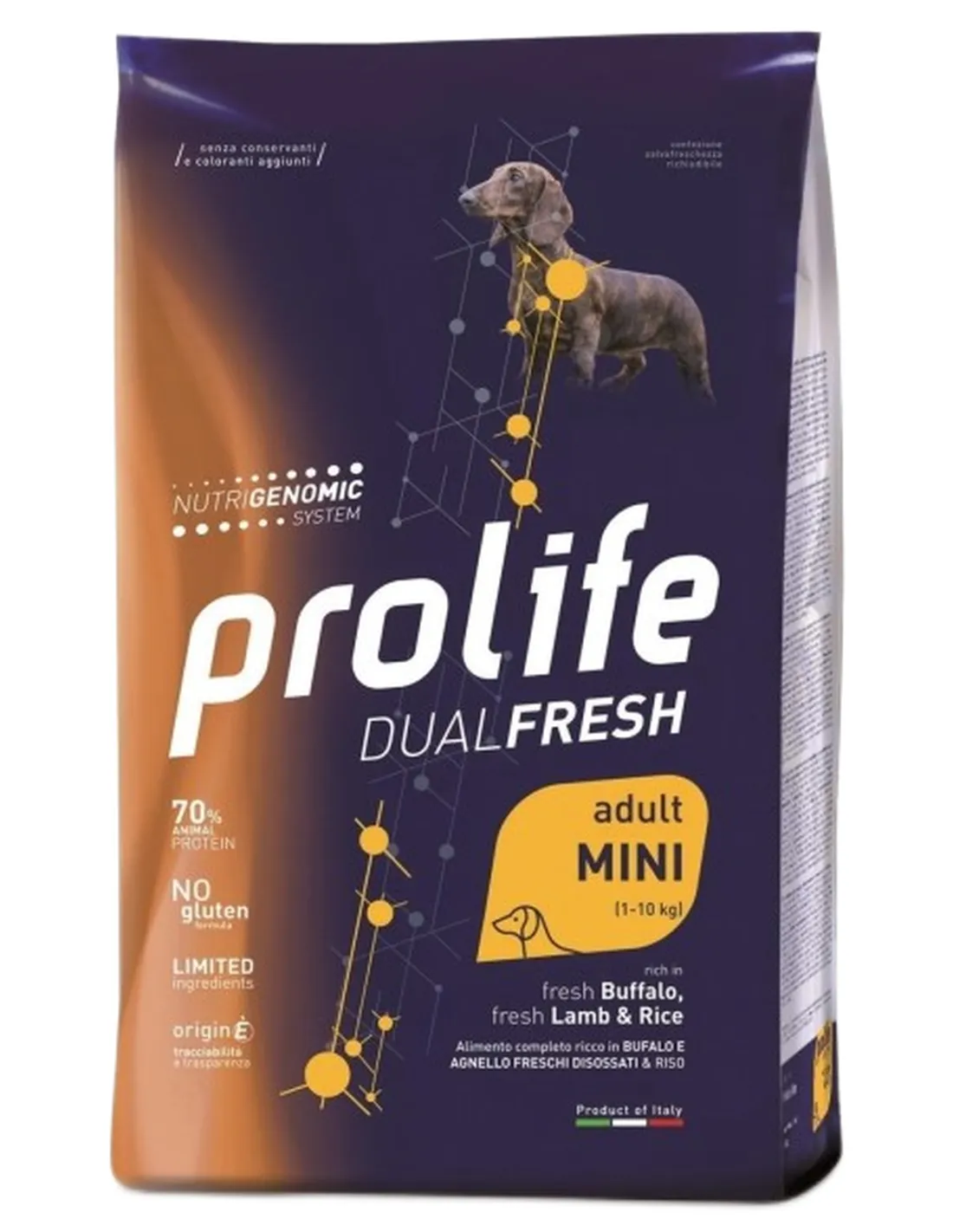 Prolife cane dualfresh adult bufalo agnello e riso mini 2 kg  