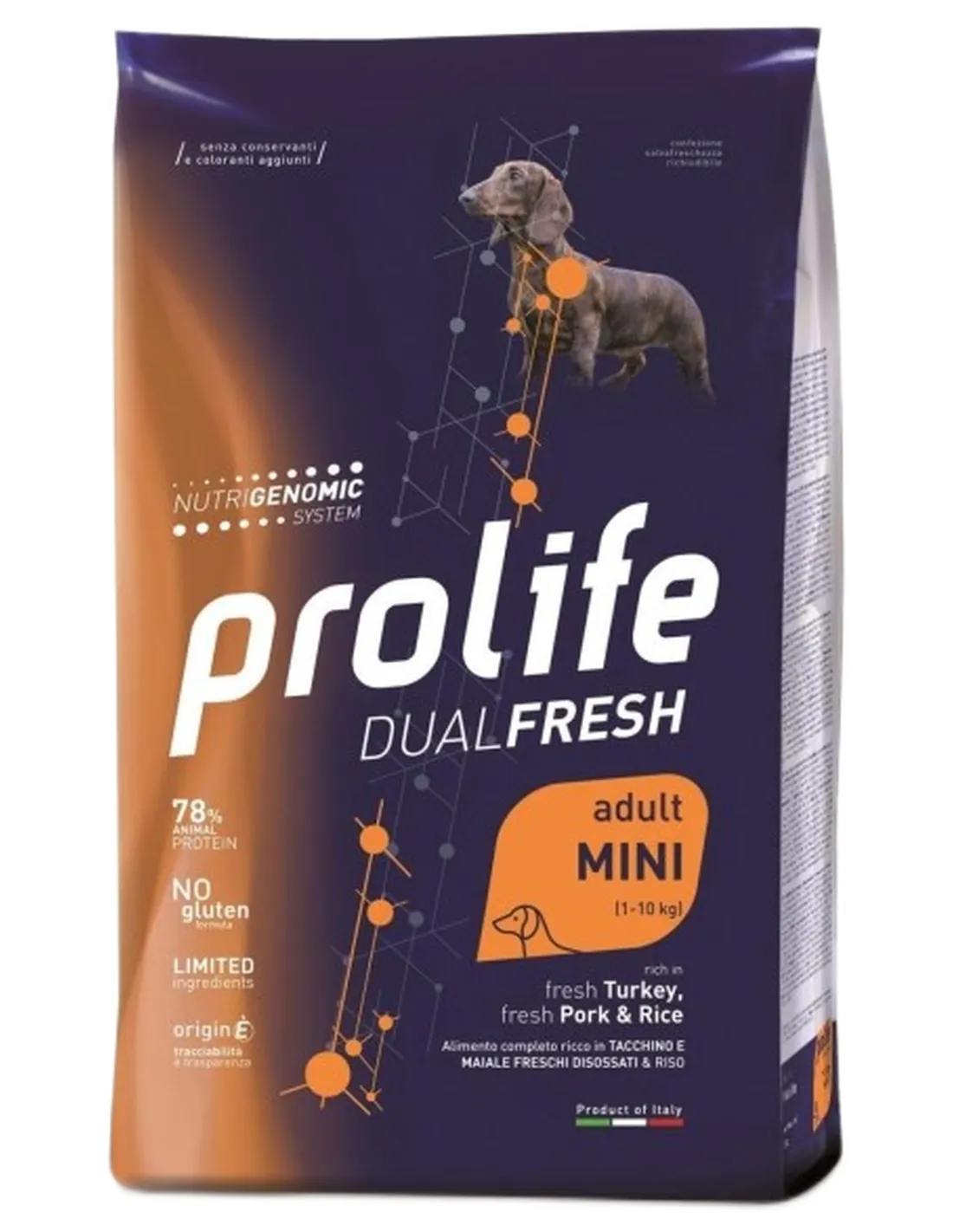 Prolife cane dualfresh adult tacchino maiale e riso mini 2 kg  