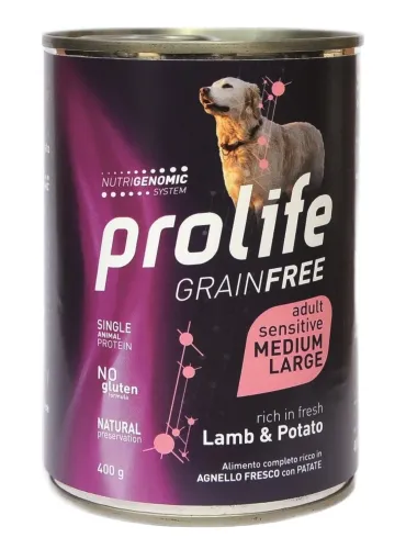 Prolife cane grainfree adult agnello e patate medium large 400 gr  