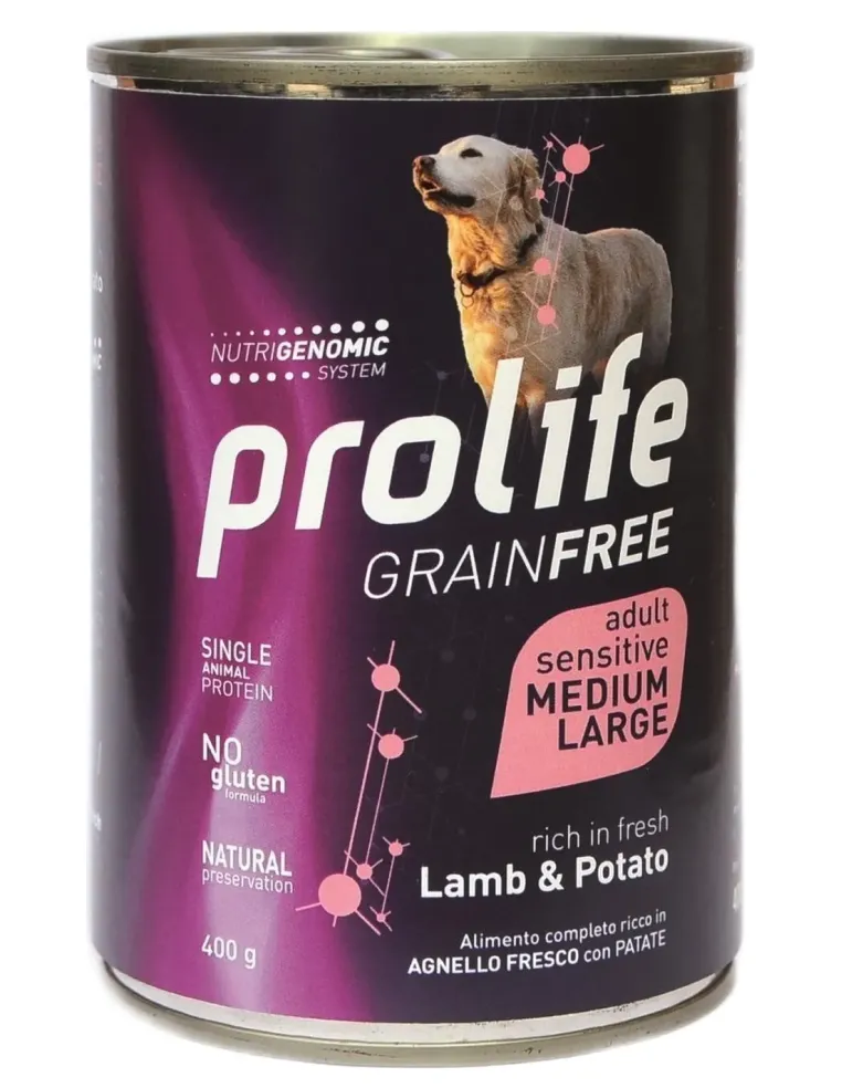 Prolife cane grainfree adult agnello e patate medium large 400 gr  