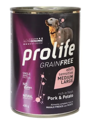 Prolife cane grainfree adult maiale e patate medium large 400 gr  