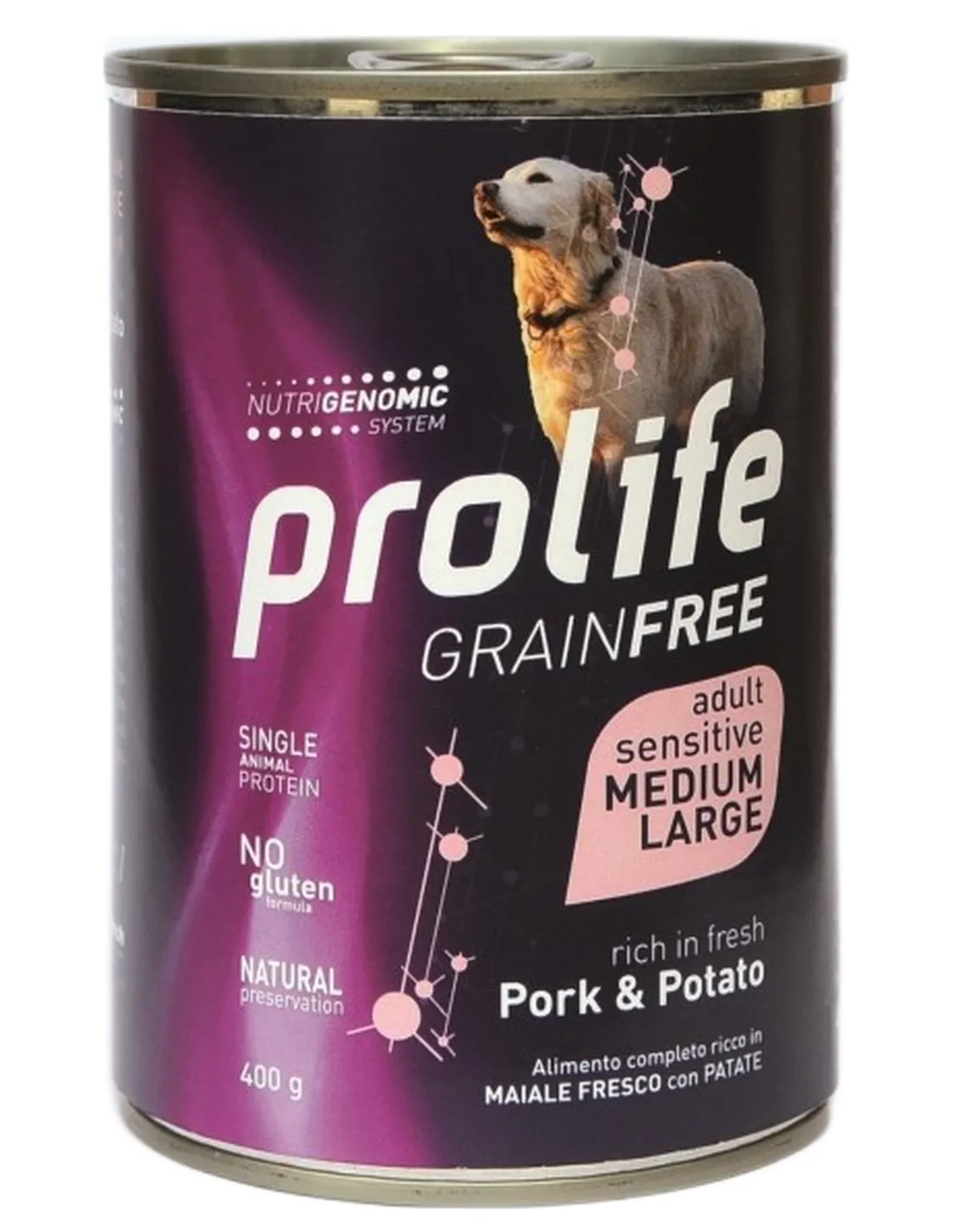 Prolife cane grainfree adult maiale e patate medium large 400 gr   Prolife cane grainfree adult maiale e patate medium large 400 gr