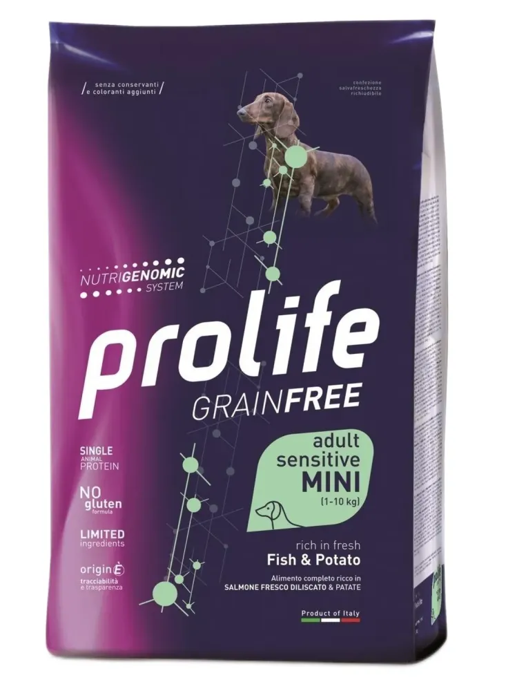Prolife cane grainfree adult sensitive pesce e patate mini 2 kg  