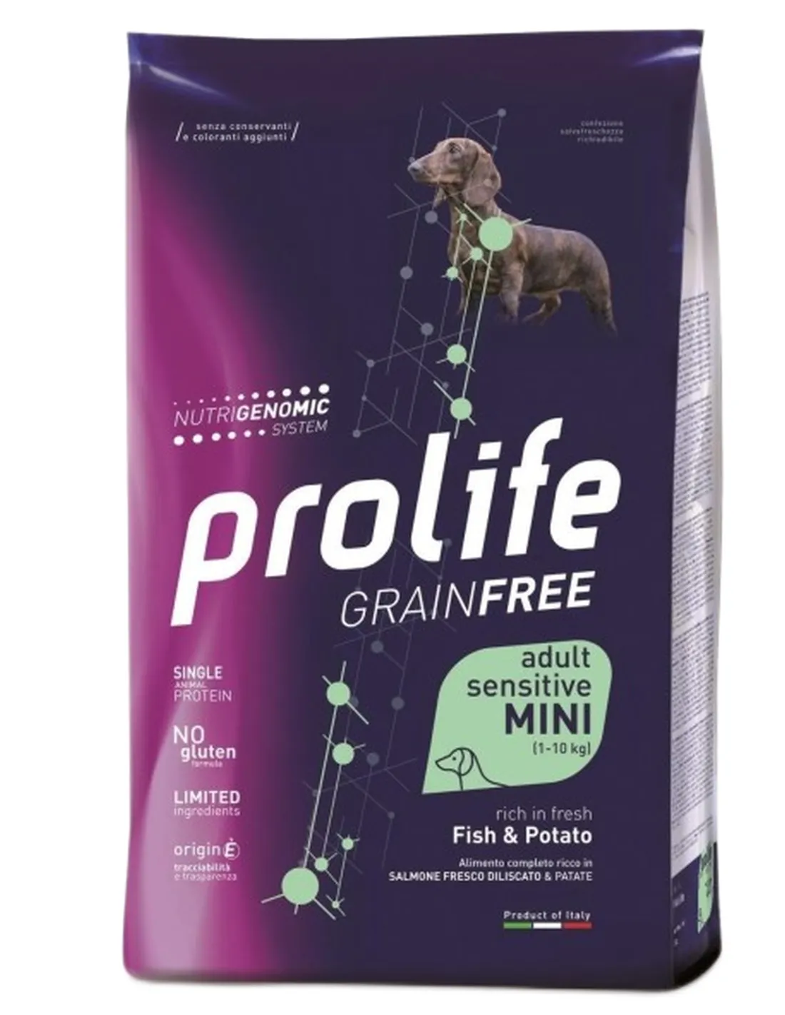 Prolife cane grainfree adult sensitive pesce e patate mini 2 kg  