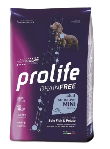 Prolife cane grainfree adult sensitive sogliola e patate mini 2 kg  