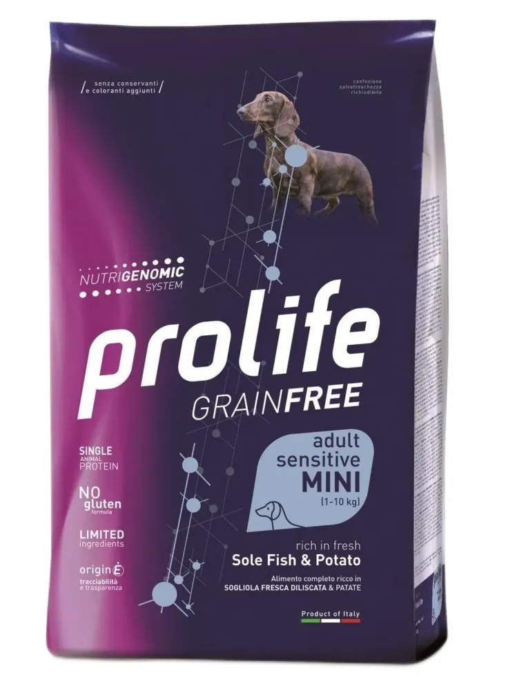 Prolife cane grainfree adult sensitive sogliola e patate mini 2 kg  