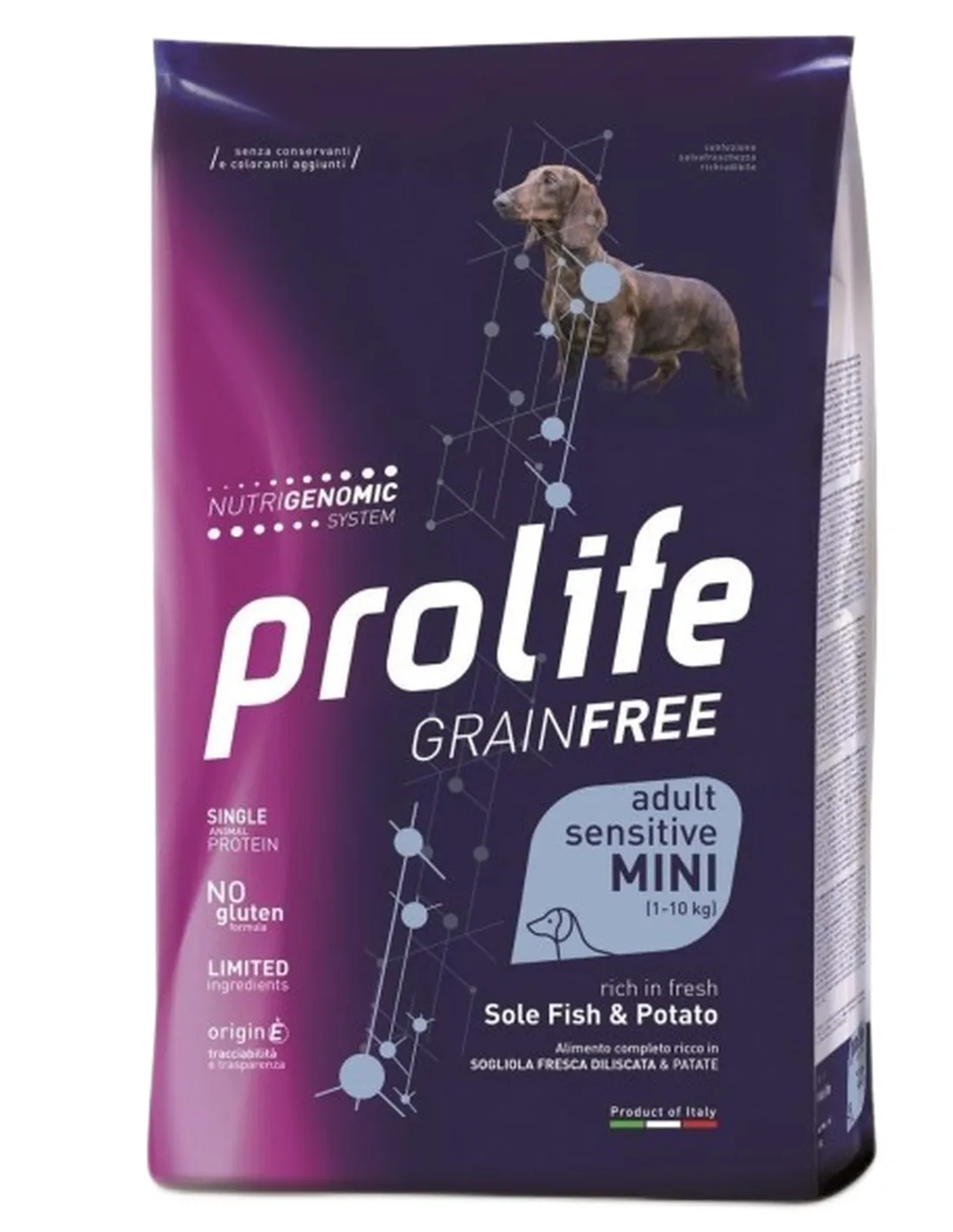 Prolife cane grainfree adult sensitive sogliola e patate mini 2 kg   Prolife cane grainfree adult sensitive sogliola e patate mini 2 kg