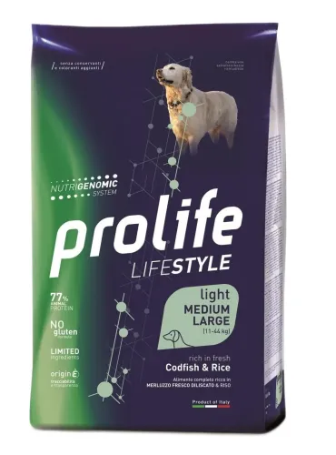 Prolife cane lifestyle light merluzzo e riso medium large 2,5 kg