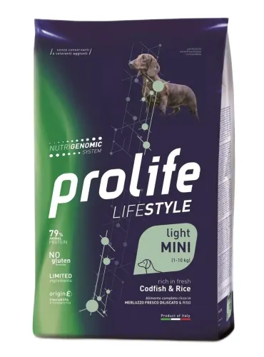 Prolife cane lifestyle adult light merluzzo e riso mini 2 kg