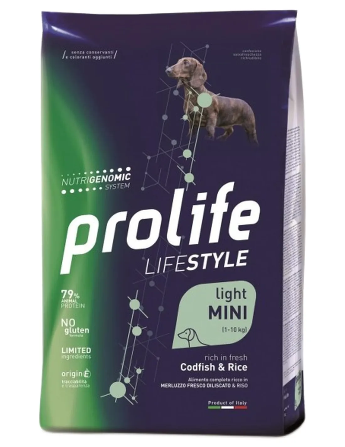 Prolife cane lifestyle adult light merluzzo e riso mini 2 kg  