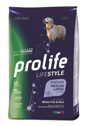 Prolife cane lifestyle mature pesce bianco e riso medium large 2,5 kg  
