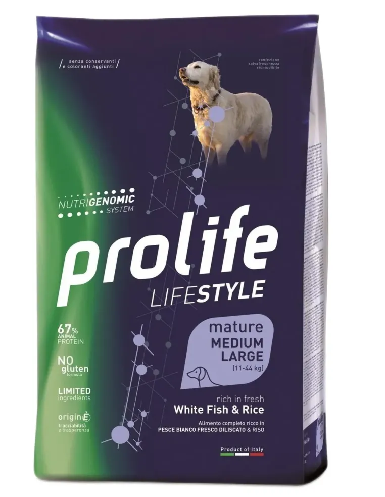 Prolife cane lifestyle mature pesce bianco e riso medium large 2,5 kg  