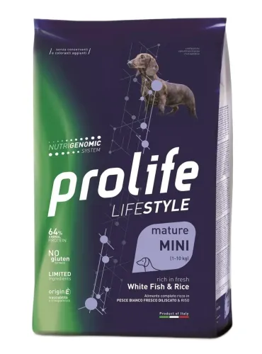 Prolife cane lifestyle mature pesce bianco e riso mini 2 kg  